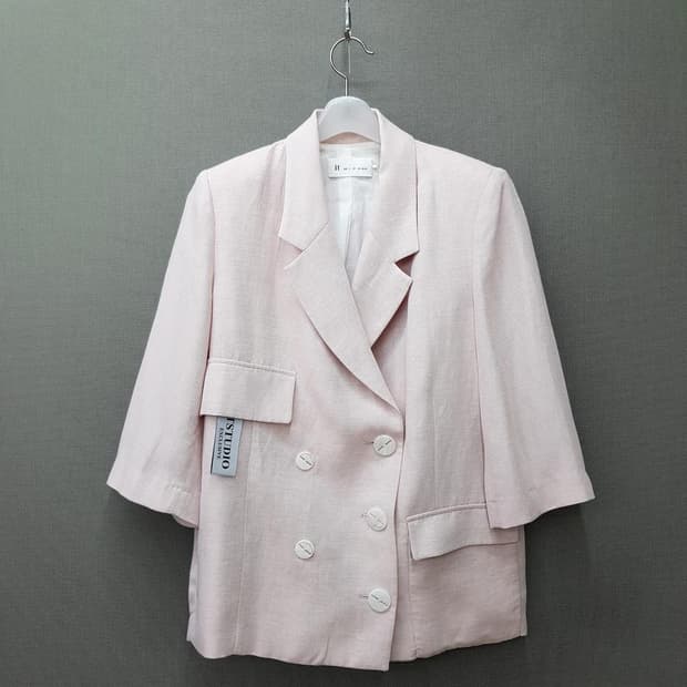 잇미샤 2023 린넨 블렌드 반팔 더블 버튼 자켓 55사이즈