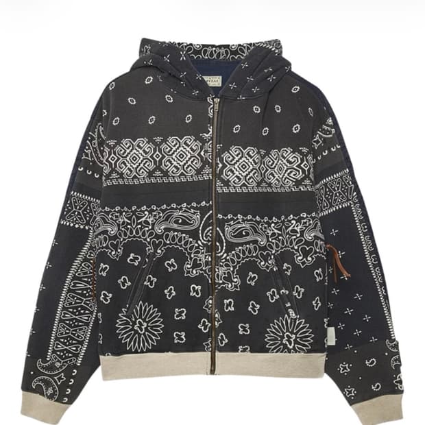 캐피탈 플리스 반다나 비부악 후드 블루종 블랙