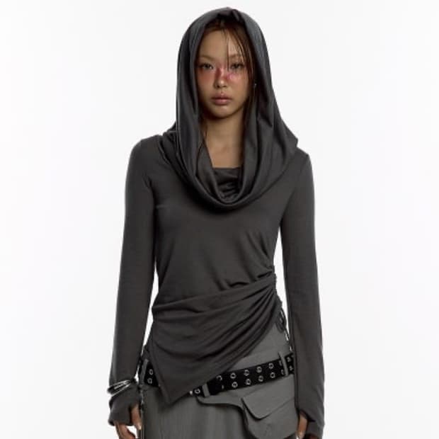 카시코 카울 후드 롱슬리브 차콜