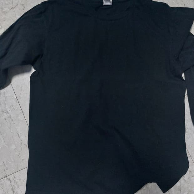 프린트스타 롱슬리브 블랙 무지티 L