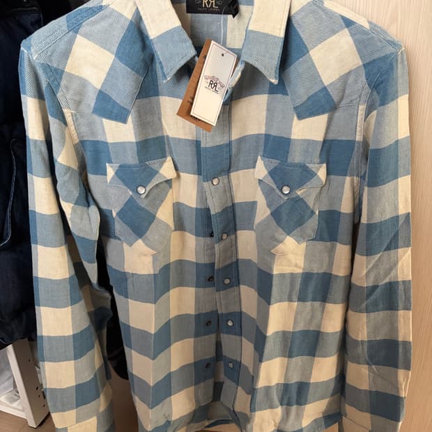 [새제품, L] rrl 버팔로 웨스턴 셔츠 인디고 크림