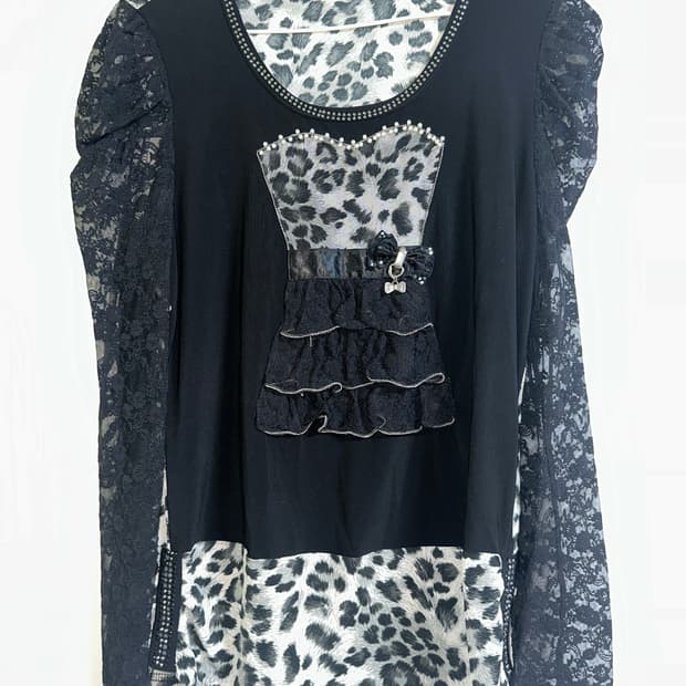 갸루 펑크 시스루 블라우스