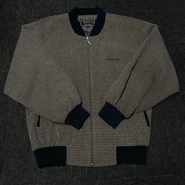 NOVA 집업 블루종 자켓 (체크 패턴)