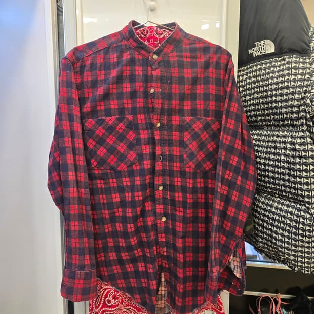 OLD PARK (올드 파크) 리메이크 체크 플란넬 셔츠 (반다나 믹스)