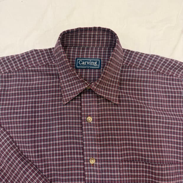 버건디 체크 셔츠