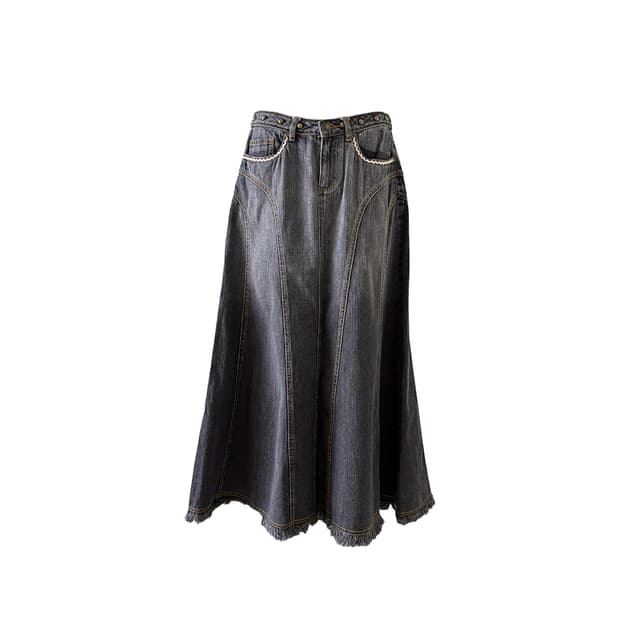 grey stud denim skirt