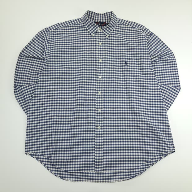 CN716 XL 폴로 랄프로렌 빅셔츠 네이비 깅엄체크 긴팔 셔츠 남방