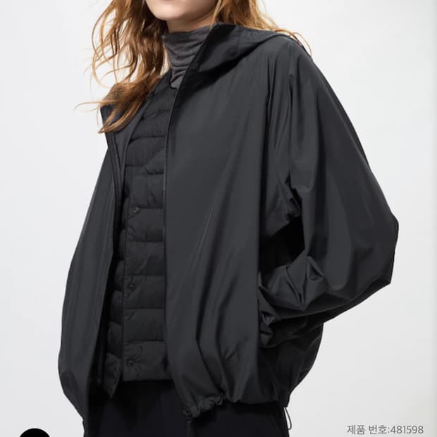 유니클로 포켓터블 UV 프로텍션 파카 블랙 바람막이