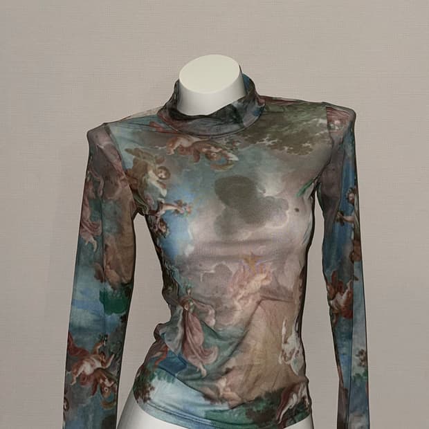 시스루 천사 빈티지 반폴라 슬림핏 롱슬리브