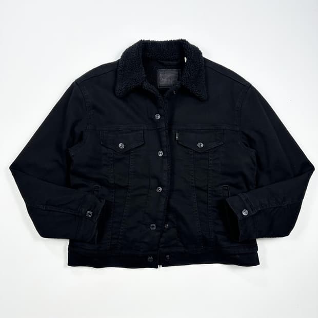 리바이스 클래식 흑청 양털 데님 트러커자켓 여성S