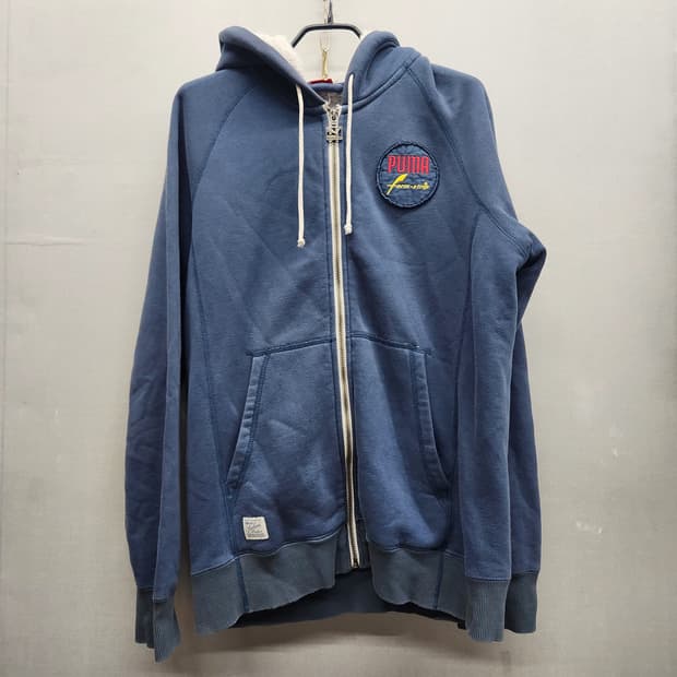 푸마 빈티지 로고 후드집업(양털) L