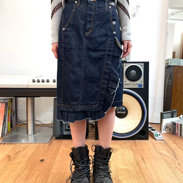 [M] NAIFE 데님 러플 랩 스커트