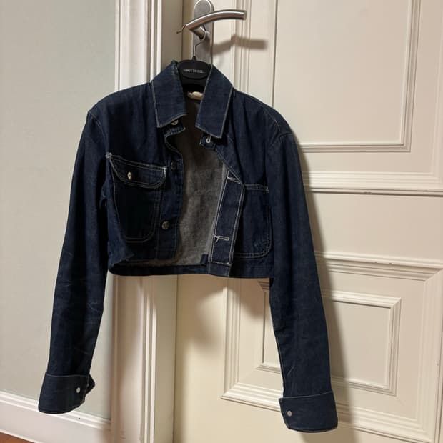 크롭 데님 청자켓