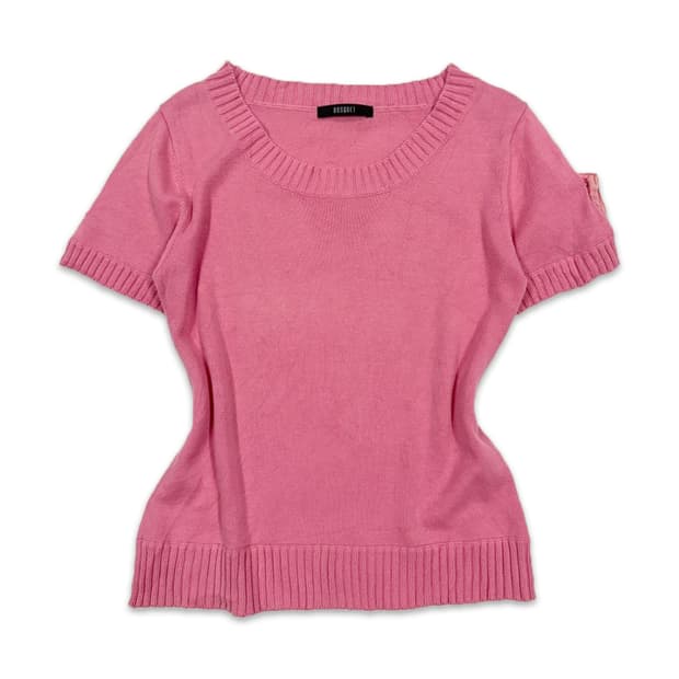 빈티지 BOSQUET포캣 포인트 반팔 니트