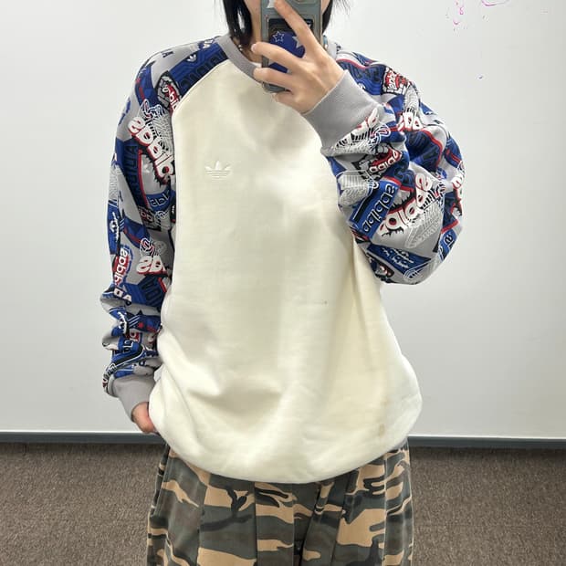 Adidas 아디다스 니고 콜라보 블루그레이 패턴 나그랑 맨투맨