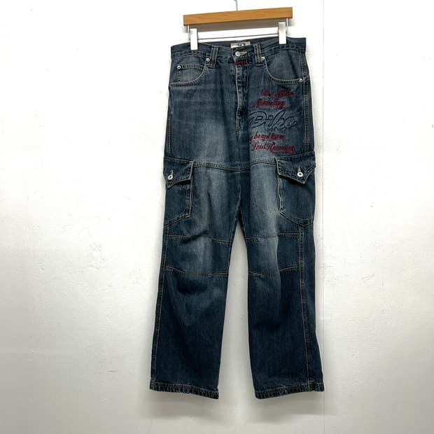 PIKO Y2K스타일 데님 카고 바지 
