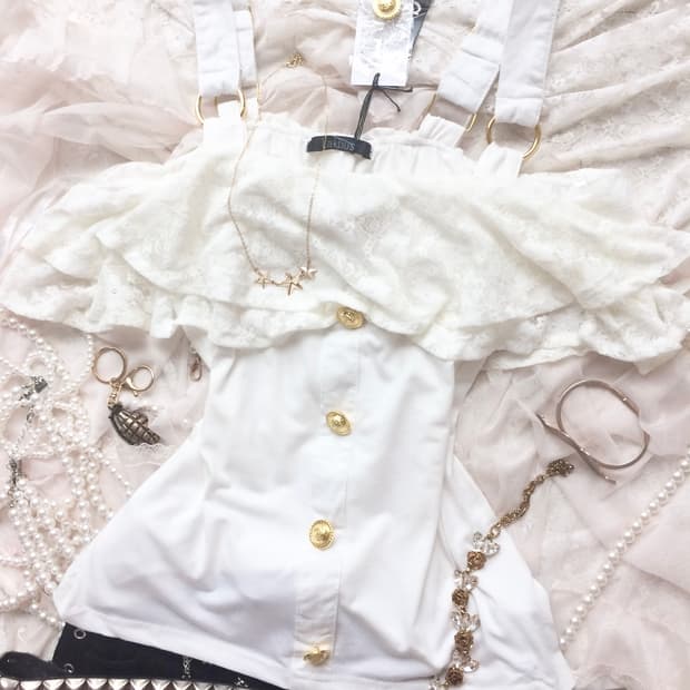 Vintage La*bus Lace Off-Shoulder Top