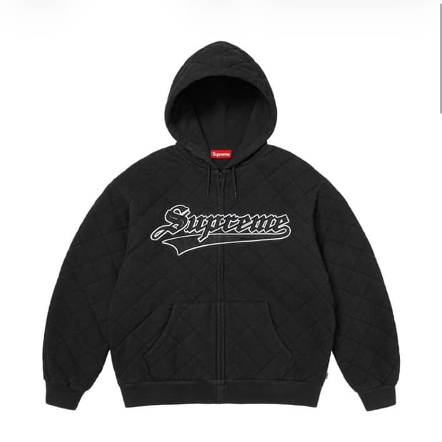 Supreme Quilted Zip Up Hooded Sweatshirt
