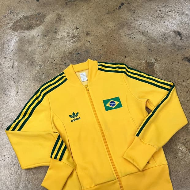 아디다스 노초 옐로우 브라질 크롭 져지 트랙탑 90