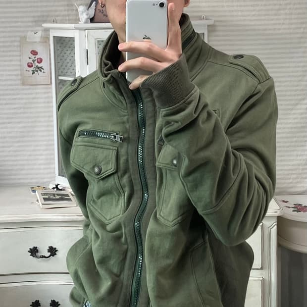 빈티지 버커루 카키 터틀넥 집업 848 y2k 스트릿 모리 갸루 일본빈티