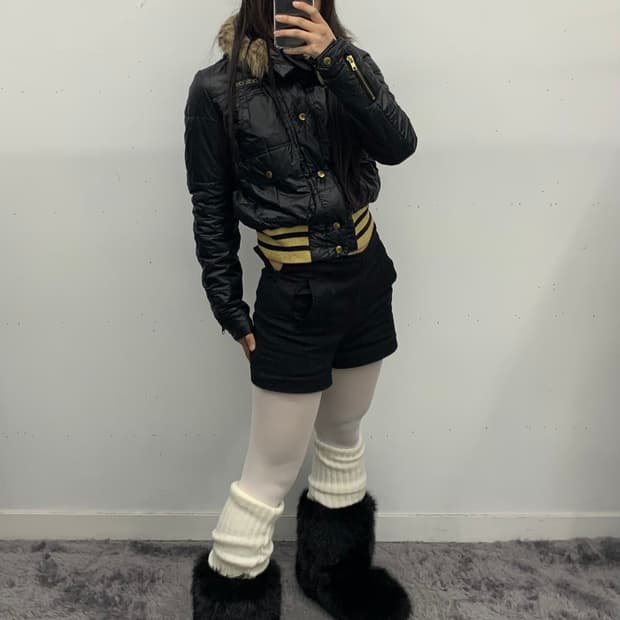 아디다스 y2k 골드 라이더 퍼 푸퍼 다운자켓