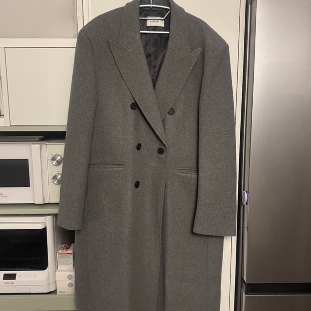 키뮤어 그레이 더블 브레스티드 코트