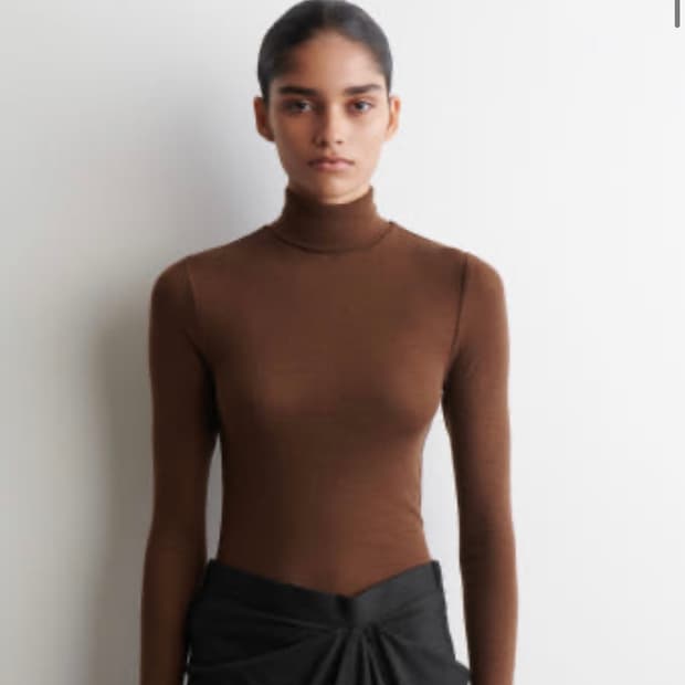 Cos 코스 메리노 울 터틀넥 탑 브라운