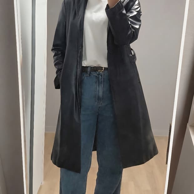 미니멀 슬림핏 리얼 레더코트