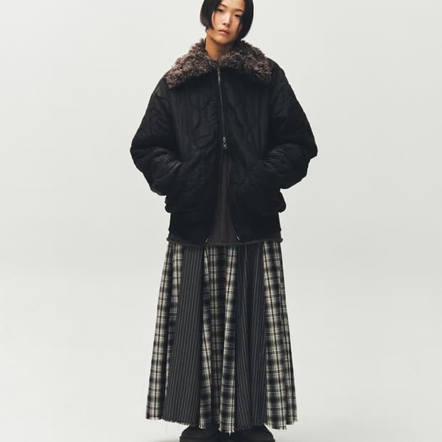 Plzproject 오버 체크 맥시 스커트