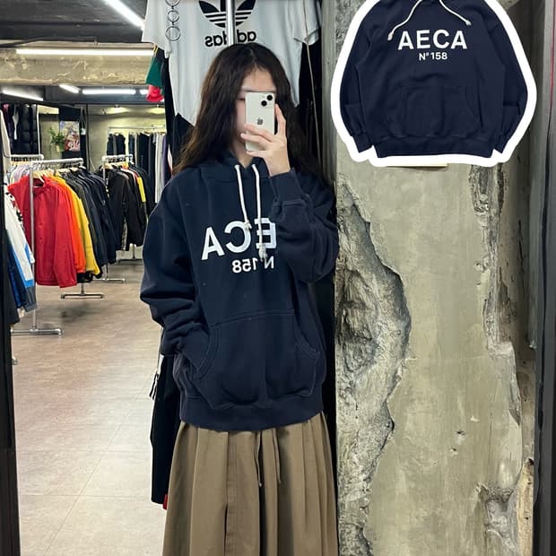 에이카화이트 AECA 후드티 네이비 L #csz2061