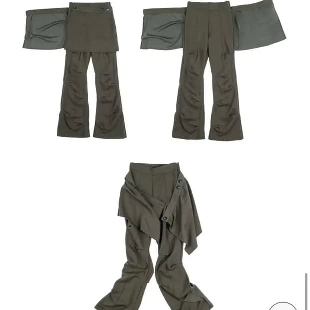오호스 랩 오버 핀턱팬츠 카키 s