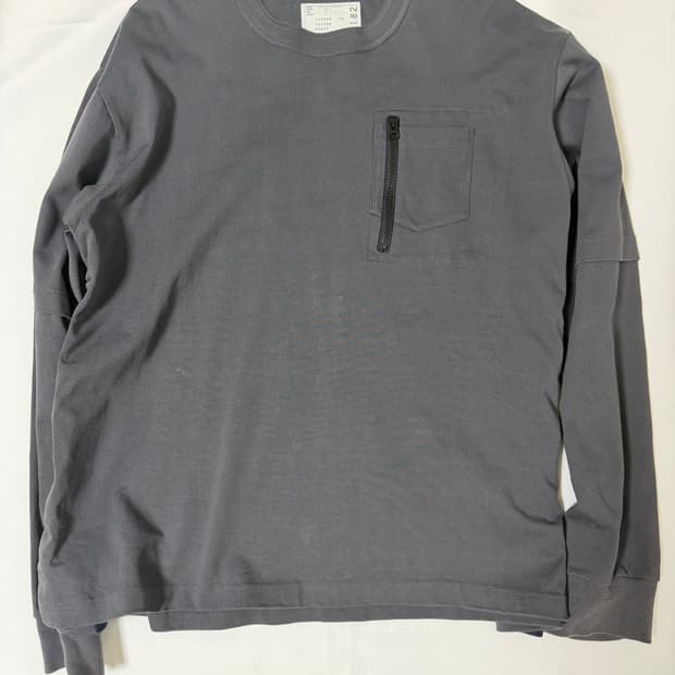 사카이 사이드 스냅 지퍼 포켓 롱슬리브 티셔츠