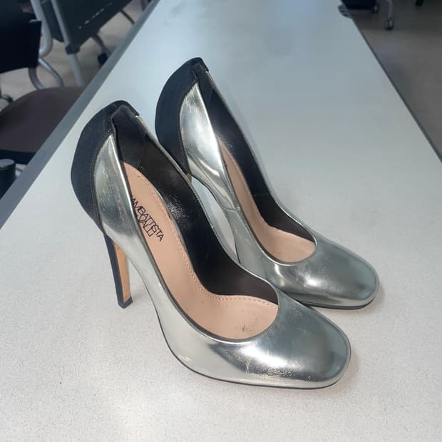Giambattista Valli silver leather heels