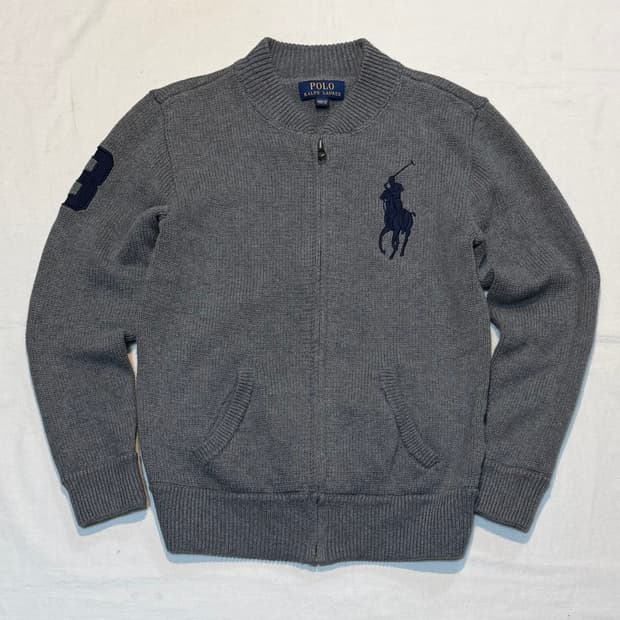 폴로 랄프로렌 빅포니 니트집업 그레이