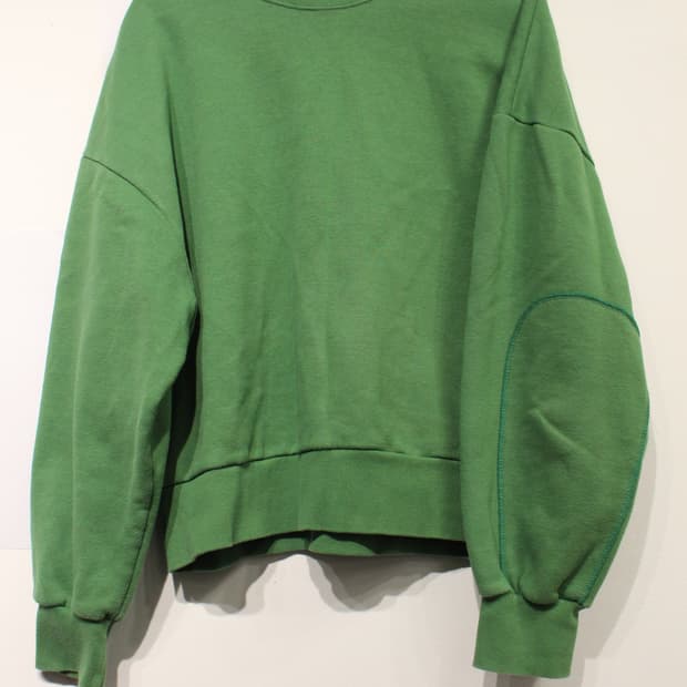 240. 그린 볼륨 크롭 기모 맨투맨