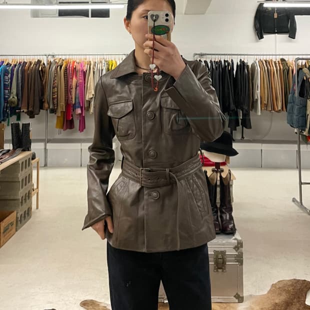  VTG 2way leather half coat 투웨이 가죽 하프코트