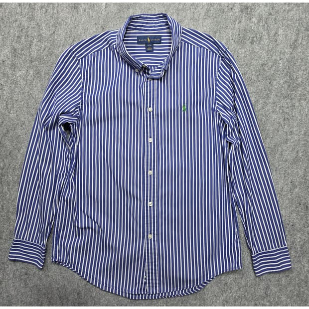 폴로 랄프로렌 블루 스트라이프 셔츠 걸즈 L