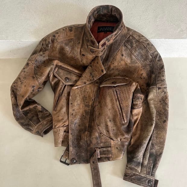 유럽 빈티지 가죽 봄버 자켓