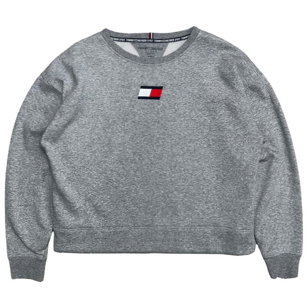 타미힐피거 그레이 컬러 크롭 맨투맨 M