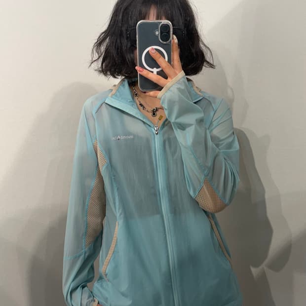 L 몽벨 메쉬 시스루 바람막이 라이트 블루