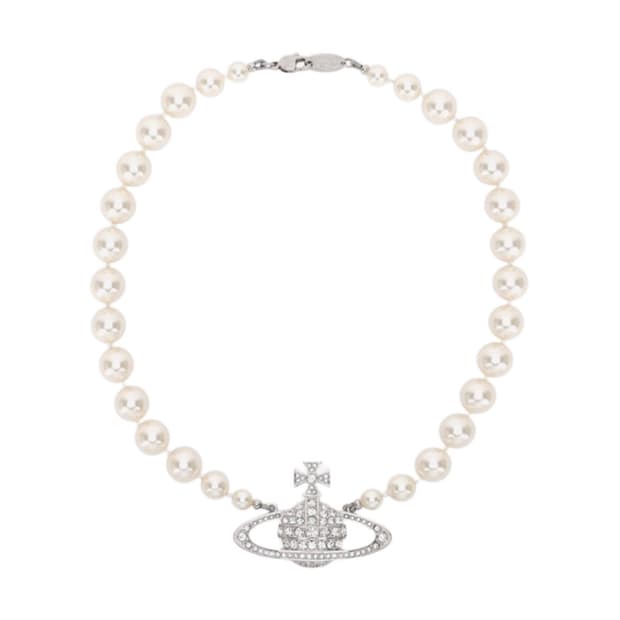 비비안웨스트우드 원 로우 펄 바스 릴리프 초커 실버