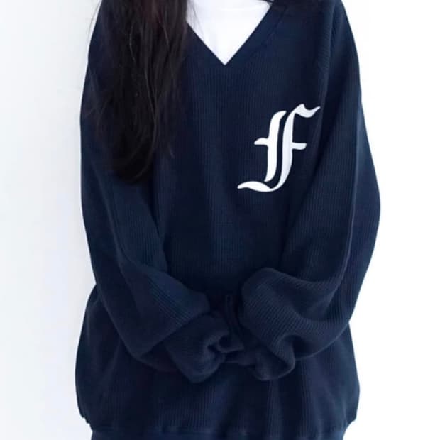 샵페어리 와플 맨투맨 네이비