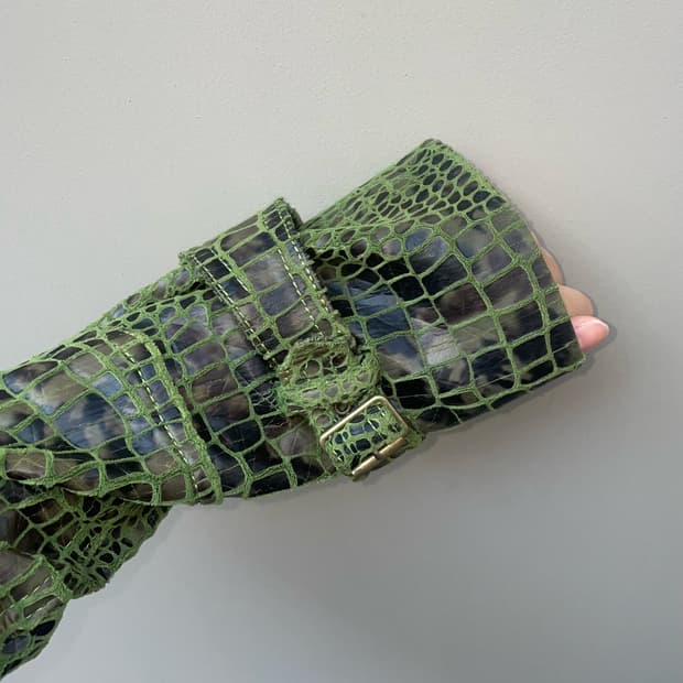 Dip green crocodile leather jacket