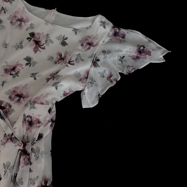 빈티지 퍼프 플라워 원피스