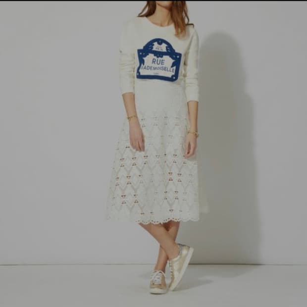 [Maje] 마쥬 기하학 레이스 롱 스커트 (화이트/36사이즈)