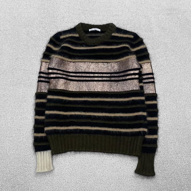 지방시 그린 스트라이프 모헤어 스웨터 니트