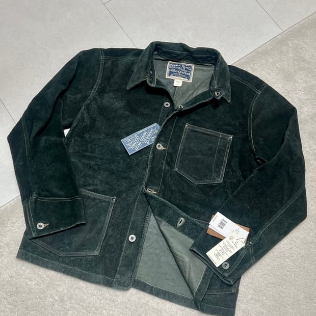 더블알엘 인디고 러프아웃 스웨이드 가죽 재킷