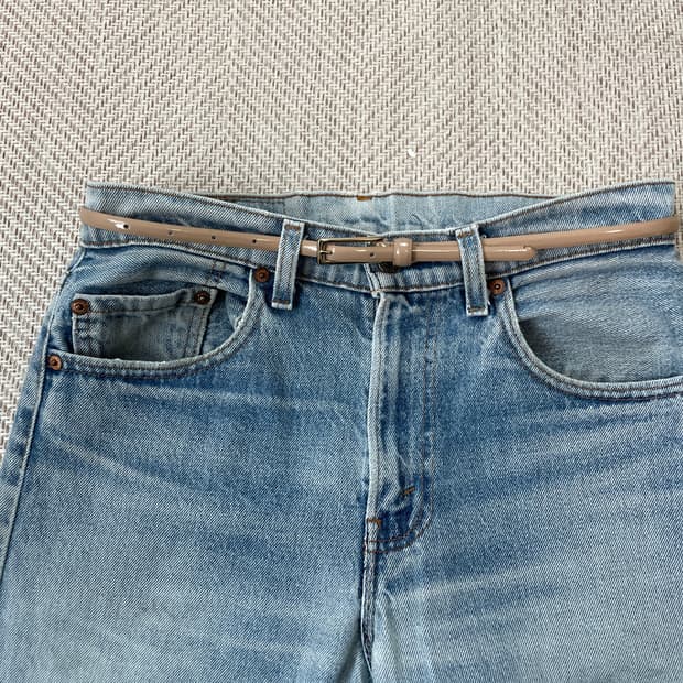 빈티지 베이지 골드버클 벨트 