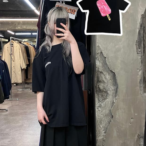 스투시 프린팅 반팔 티셔츠 블랙 XL  #csz3627