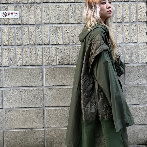 나나서카 군용 야상 리빌드 롱 코트